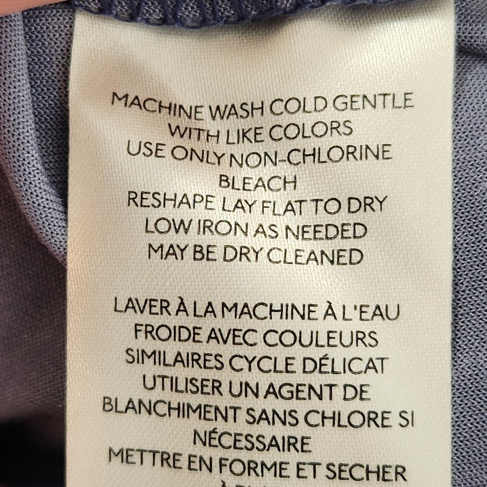 Pilcro Anthropologie Slate Blue‎ Velveteen Mock Neck Short Sleeve Top XL - Picture 5 of 8
